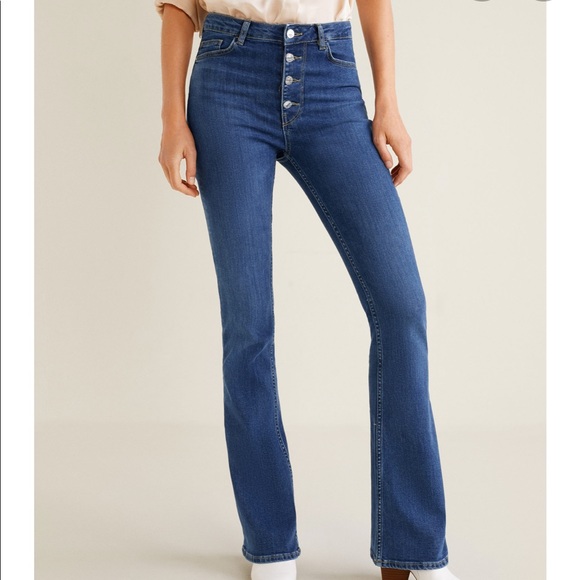 Mango Denim - Mango High Rise Flare Stretch Denim Jeans Size 4
